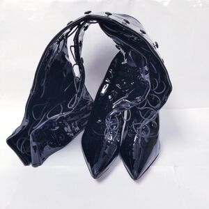 Christian Louboutin Black Patent Heeled Boots